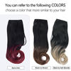 Picture of SARLA Colored Ombre Hair Extensions Halo Black to Wine Wavy Curly Long Synthetic Hairpiece Invisible Wire 18 Inch 4.2 Oz Adjustable Headband for Women Heat Friendly Fiber No Clip