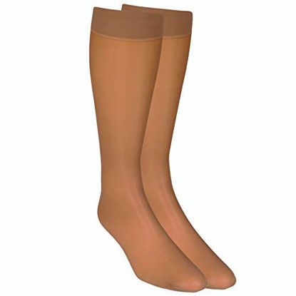 Picture of NuVein Sheer Compression Stockings for Women, 8-15 mmHg Support, Light Denier, Knee High, Closed Toe, Taupe, X-Large