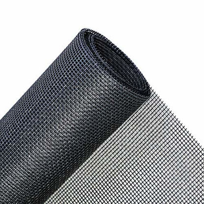 Picture of MAGZO Screen Door Replacement Mesh,48"W x 99"L Fiberglass Window Screen Mesh Adjustable Screen for French Patio Entry Porch Sliding Door Screen Mesh Curtain Net Black