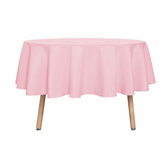 Picture of sancua Round Tablecloth - 60 Inch - Water Resistant Spill Proof Washable Polyester Table Cloth Decorative Fabric Table Cover for Dining Table, Buffet Parties and Camping, Pink