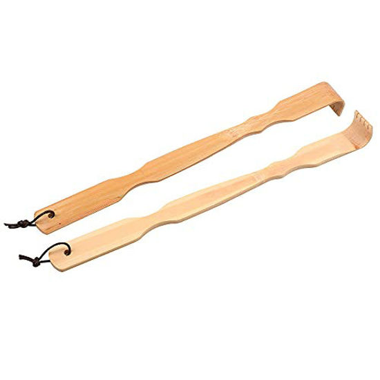 Picture of RENOOK Bamboo Back Scratchers, 2 Pieces Thicken Extended Wooden Personal Massager for Women and Men,17'', Provide Instant Relief from Itching, Good Practical and Novel Gifts