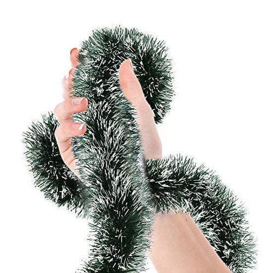 Picture of Treasures Gifted Christmas Tree Black Pine Frost Tip Tinsel Garland Green Snowy Metallic Streamers Celebrate a Holiday Party Ceiling Hanging Decorations Indoor and Outdoor Disco Party Supplies