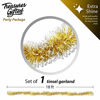 Picture of Christmas Tree Gold Frost Tip Tinsel Garland Gold White Edge Metallic Streamers Celebrate a Holiday New Years Eve Happy Party Ceiling Hanging Decorations Indoor and Outdoor Disco Party Supplies