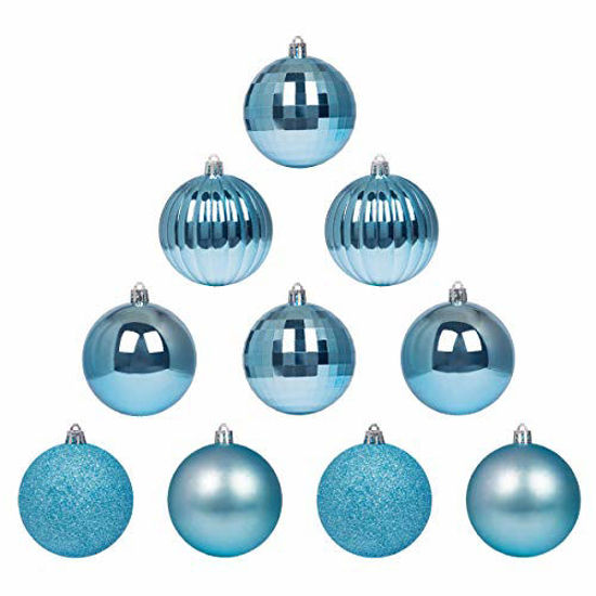 Picture of GameXcel 10Pcs Christmas Balls Ornaments for Xmas Tree - Shatterproof Christmas Tree Decorations Large Hanging Ball Sky Blue3.2 x 10 Pack