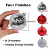 Picture of GameXcel 24Pcs Christmas Balls Ornaments for Xmas Tree - Shatterproof Christmas Tree Decorations Large Hanging Ball Silver & Red 2.5" x 24 Pack