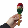 Picture of Maracas Musical Instrument, Small Wooden Tri-Colored with Palm Tree Silhouette, Latin Percussion, for Adults, Set of 2, 7 3/4 Inches