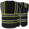 Picture of JKSafety 3 Pockets High Visibility Zipper Front Safety Vest MESH Lite | Black with Dual Tone High Reflective Strips | Meets ANSI/ISEA Standards (99-Black, Medium)