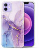 Picture of LUOLNH Gold Glitter Sparkle Case Compatible with iPhone 12 and iPhone 12 Pro 6.1 Inch Marble Design Shockproof Soft Silicone TPU Bumper Cover Skin Phone Case iPhone 12/12 Pro Cases(Purple/Blue)