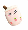 Picture of VickyPOP Cute Bubble Tea Plush Toy Stuffed Boba Food Shaped Pillow Cushion Cartoon Fruit Milk Tea Gift for Kids (Pink Open Eyes, 9.4 inch)