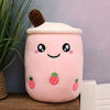 Picture of VickyPOP Cute Bubble Tea Plush Toy Stuffed Boba Food Shaped Pillow Cushion Cartoon Fruit Milk Tea Gift for Kids (Pink Open Eyes, 9.4 inch)