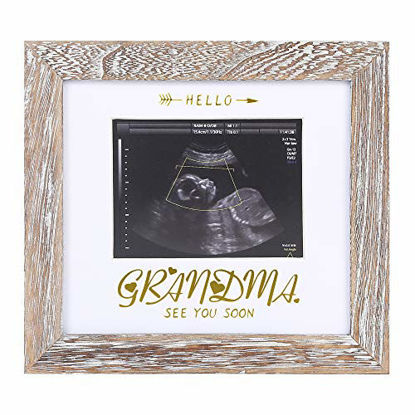 Picture of IHEIPYE Grandma Sonogram Picture Frame - Baby Announcement Gifts Grandparents Frame - Grandma Pregnancy Announcement Gift, Soon To Be Grandma Gifts, Hello Grandma See You Soon, Weathered White