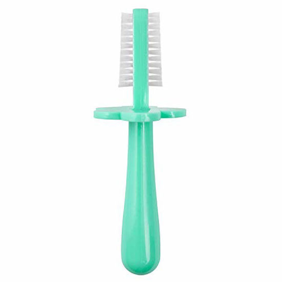 Picture of GRABEASE Double Sided Toothbrush - Baby Toothbrush for 6 Months to 4 Years Old with Soft Bristles - BPA-Free Toddler Toothbrush with Anti-Choke Guard - Includes Free Finger Brush, Mint