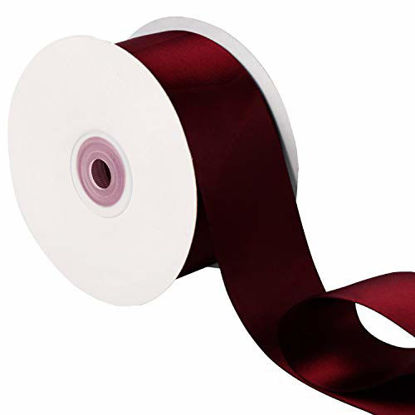Picture of LaRibbons 2 inch Wide Double Face Satin Ribbon - 25 Yard (277 Burgundy)