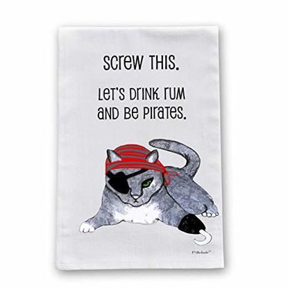 Picture of Pirate Cat Flour Sack Cotton Dish Towel by Pithitude