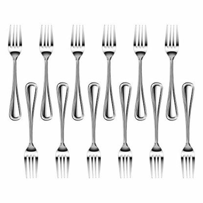 Picture of New Star Foodservice 58048 Slimline Pattern, 18/0 Stainless Steel, Dinner Fork, 7.5-Inch, Set of 12