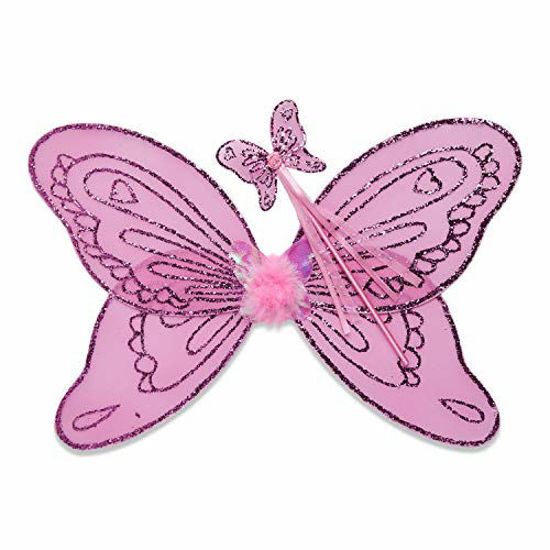 Picture of Lucy Locket - Fairy Wings and Wand Set - Pink Kids Fancy Dress Wings and Wand Set (3-10 years)