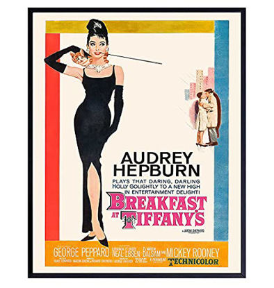 Picture of Audrey Hepburn Wall Art - Audrey Hepburn Poster - Breakfast at Tfffanys Poster - Mid Century Modern Decorations - Vintage Style Hollywood Movie Posters - Retro Wall Art Home Decor for Women - 8x10