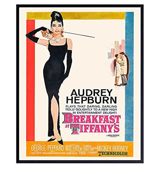 Picture of Audrey Hepburn Wall Art - Audrey Hepburn Poster - Breakfast at Tfffanys Poster - Mid Century Modern Decorations - Vintage Style Hollywood Movie Posters - Retro Wall Art Home Decor for Women - 8x10