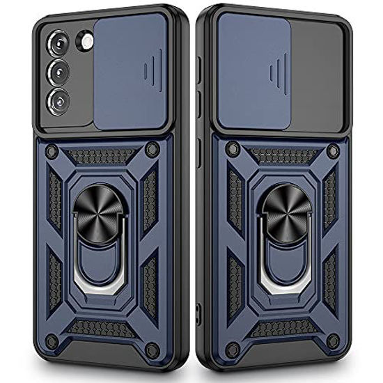 Picture of VEGO for Galaxy S21 Stand Case with Slide Camera Cover, Built-in 360° Rotate Ring Kickstand Magnetic Cover Case for Samsung Galaxy S21 5G 6.2 inch - Blue