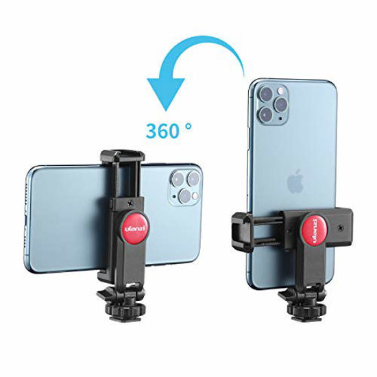 Picture of ULANZI Universal Phone Tripod Mount with Cold Shoe Mount, Rotates and Adjustable Clamp Holder Smartphone Clip Adapter for iPhone 11 Pro Max X XR Xs Max 8 7 Plus Samsung Galaxy s10 s9 Note10 Google