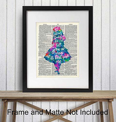Picture of Alice in Wonderland A.A. Milne Quote Dictionary Wall Art Decor - Funny 8x10 Home Decoration Picture for Kids, Girls Room, Bedroom, Office - Gift for Walt Disney World Fans - Watercolor Poster Print