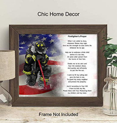 Picture of Firefighter's Prayer Wall Art Print - Perfect Gift For Firemen and First Responders - Great For Home Decor - Ready to Frame (8x10) Vintage Photo