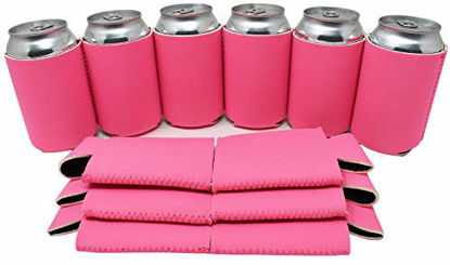 Picture of TahoeBay 12 Neoprene Can Sleeves for Standard 12 Ounce Cans Blank Beer Coolers (Hot Pink, 12)