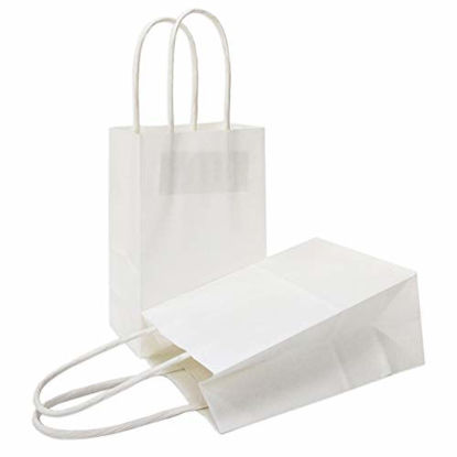 Picture of AZOWA Gift Bags Mini Kraft Paper Bags with Handles(White, 25 Pcs)