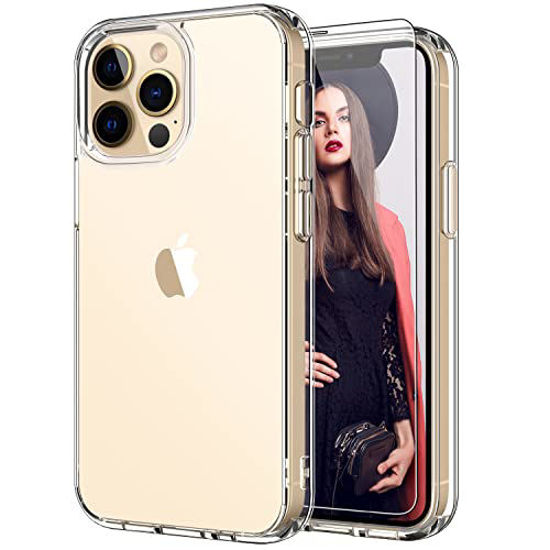 Picture of ICEDIO iPhone 13 Pro Clear Case with Screen Protector,[Anti-Yellowing] Transparent Crystal TPU Cover,Military Grade Shockproof Protective Phone Case for iPhone 13 Pro 6.1"