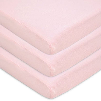 Picture of American Baby Company 100% Natural Cotton Jersey Knit 18" x 36" Cradle/Bassinet Sheet - Fitted, Pink, Soft Breathable, for Girls (Pack of 3)