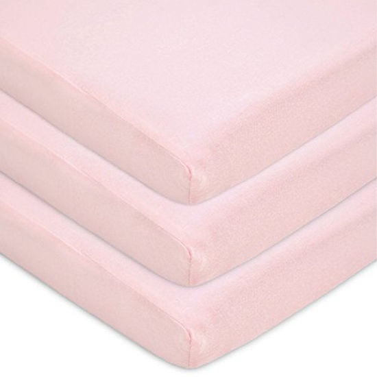 Picture of American Baby Company 100% Natural Cotton Jersey Knit 18" x 36" Cradle/Bassinet Sheet - Fitted, Pink, Soft Breathable, for Girls (Pack of 3)