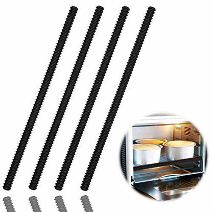 Picture of Oven Rack Shields - 4 Pack Heat Resistant Silicone Oven Rack Cover 14 inches Long Oven Rack Edge Protector, Protect Against Burns and Scars (Black)