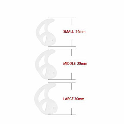 Picture of KS K-STORM Silicone Fin EarMold Anti-Slip Replacement Earbud Tips for Coil Tube Surveillance Earpieces (White, 2 Pair Middle)