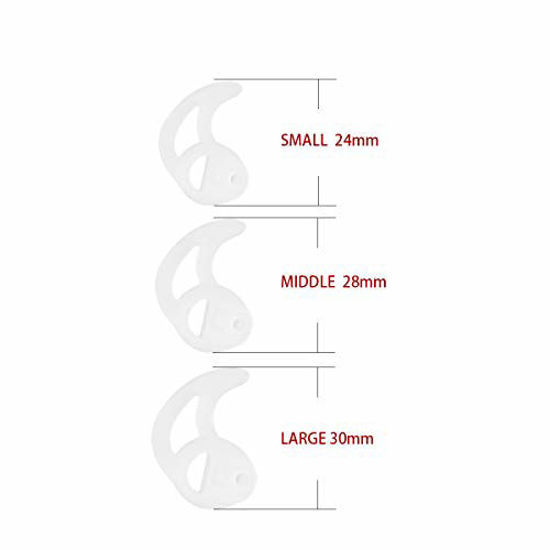 Picture of KS K-STORM Silicone Fin EarMold Anti-Slip Replacement Earbud Tips for Coil Tube Surveillance Earpieces (White, 2 Pair Middle)