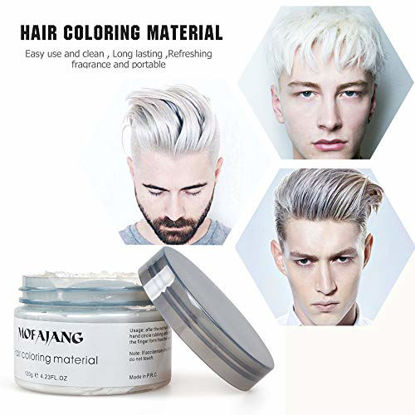 Picture of White Hair Color Wax Pomades 4.23 oz - Natural Hair Coloring Wax Material Disposable Hair Styling Clays Ash for Cosplay, Party (White)