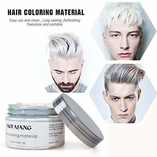 White Hair Color Wax Pomades 4.23 oz - Natural Hair Coloring Wax Material  Disposable Hair Styling Clays