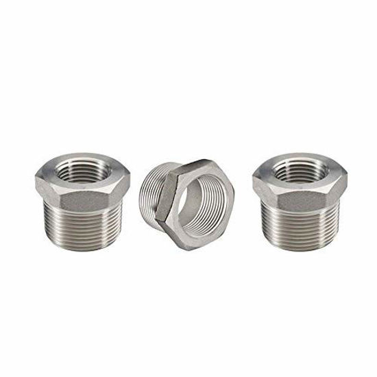 Picture of Bedaun Stainless Steel Reducer Hex Bushing, 3/4" Male NPT to 1/2" Female NPT, Reducing Cast Pipe Adapter Fitting (Pack of 3)