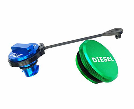 Picture of Diesel Fuel Cap for Dodge, Magnetic Ram Diesel Billet Aluminum Fuel Cap and Anti-lost rope-DEF Cap Combo for 2013-2018 Dodge Ram Truck 1500 2500 3500 with New Easy Grip Design