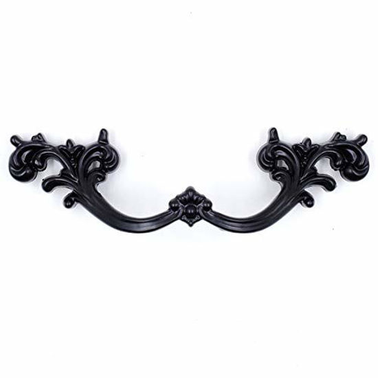 Picture of 6-Pack French Provincial Drawer Pulls - Flat Black, 3" Hole Centers, Vintage Shabby Chic Pulls for Dresser Nightstand Cabinet, PW1619076