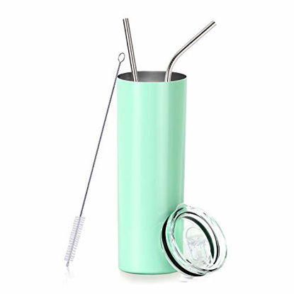 Picture of Stainless Steel Tumbler with Straw and Lid, Vacuum Insulated Double Wall Cup for Coffee, Tea, Beverages(Green, 20 oz)