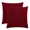 Picture of HWY 50 Dark Wine Red Burgundy Throw Pillow Covers Set, for Couch Sofa Bed Bedroom Living Room 18x18 inch, Soft Cozy Velvt, Solid Decorative Square Throw Pillows Case Cushion Cover, Pack of 2