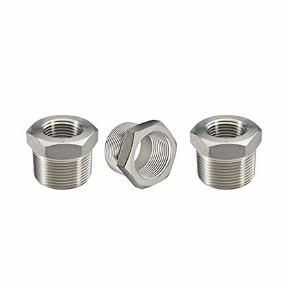 Picture of Beduan Stainless Steel Reducer Hex Bushing, 1" Male NPT to 1/2" Female NPT, Reducing Cast Pipe Adapter Fitting(Pack of 3)