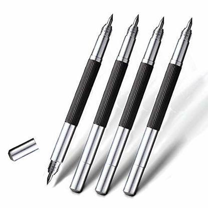 Picture of Double head Tungsten Caride Tip Scriber, 9.5 mohs hardness Engraving pen 4 Pack Comparable to diamond hardness for Glass Metal Wood Ceramics Stone Por (2.8)