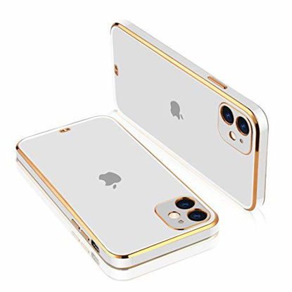 Picture of SOKAD iPhone 11 Case with Camera Lens Protector, Clear Soft TPU Plating Bumper Anti-Scratch Shockproof Protective Case Cover for iPhone 11 6.1 Inch - Elegant White