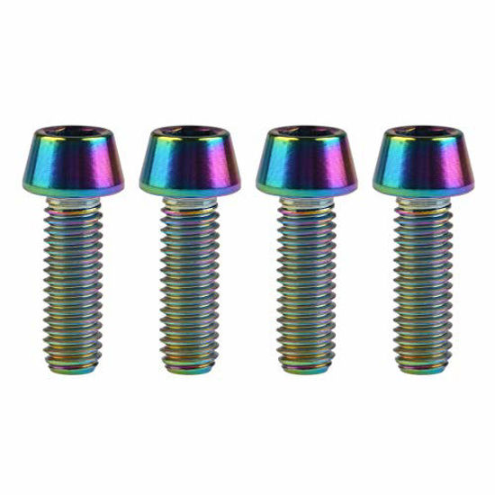 Picture of Wanyifa Titanium Ti M6 x 10 16 18 20 25 30 35 40 45 50 55 60 65mm Allen Hex Screw Socket Cap Tapered Bolt pack of 4 (M6x18mm, Rainbow)