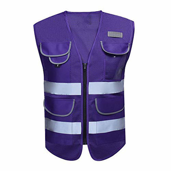 Picture of Shine Bright High Visibility Safety Vest with Reflective Strips, Breathable Mesh, Purple, Size Large