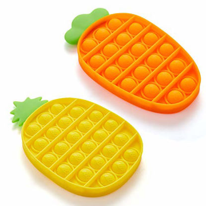 Picture of i-FSK Push Pop Bubble Sensory Fidget Toy, Autism Special Needs Stress Reliever Silicone Stress Reliever Toy, Squeeze Sensory Toy, Help Restore Emotions Gift for Adult Kids (Pineapple + carrot-2pack)