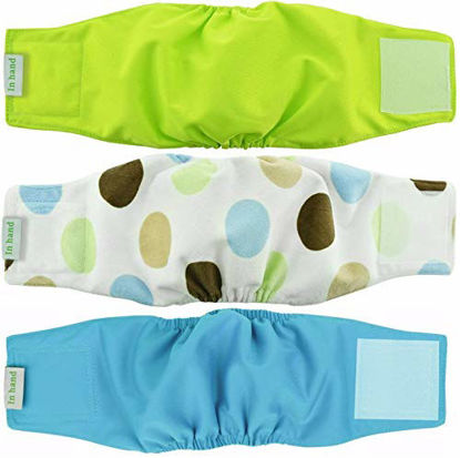 Picture of IN HAND Washable Male Dog Diapers(Pack of 3), Premium Reusable Belly Bands for Male Dogs, Durable Male Dog Belly Wrap, Comfy Doggie Diapers