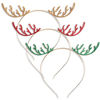 Picture of NVENF Christmas Headbands for Women Glitter Red Green Antler Hairbands Crystal MERRY CHRISTMAS Hair Hoop for Girls Holiday Hair Accessory Gifts (Style C)