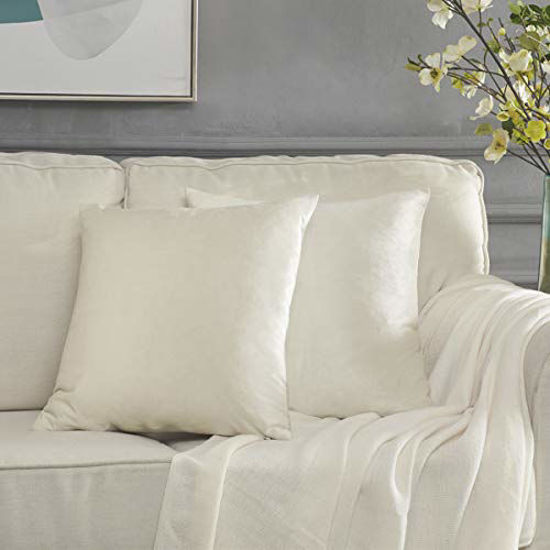 Picture of Ivory Velvet Decorative Throw Pillow Covers for Sofa Bed 2 Pack Soft Cushion Cover